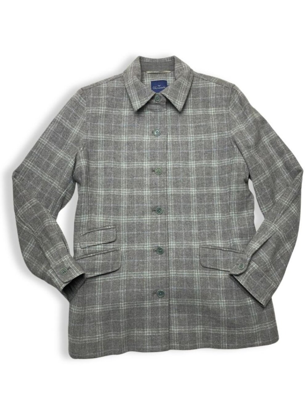 Faconnable Gray Plaid Jacket Button-Up Blazer Size S